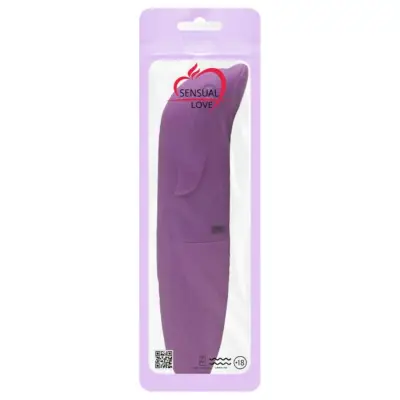 Vibrador aveludado com curvatura para ponto G e formato de golfinho.