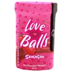 Bolinhas explosivas com aroma e sabor de morango com menta, ideais para massagens íntimas.