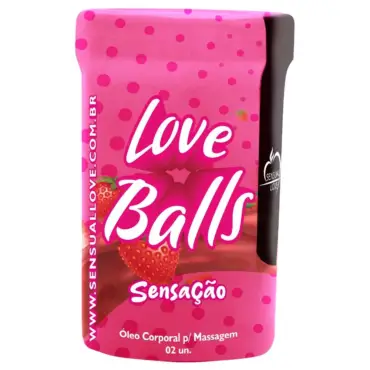 Bolinhas explosivas com aroma e sabor de morango com menta, ideais para massagens íntimas.