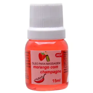 Óleo beijável hot sabor morango com champagne, esquenta ao soprar e estimula os sentidos.