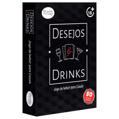 Jogo Desejos e Drinks para Casais da Diversão ao Cubo com desafios e brincadeiras.