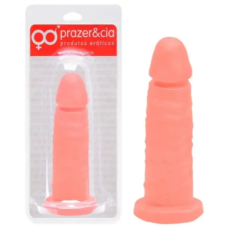 Pênis de borracha maciça 14,8x4cm da Prazer e Cia para penetração intensa e realista.