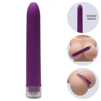 Vibrador personal toque aveludado 17x2,5cm da Vipmix para estímulo íntimo.