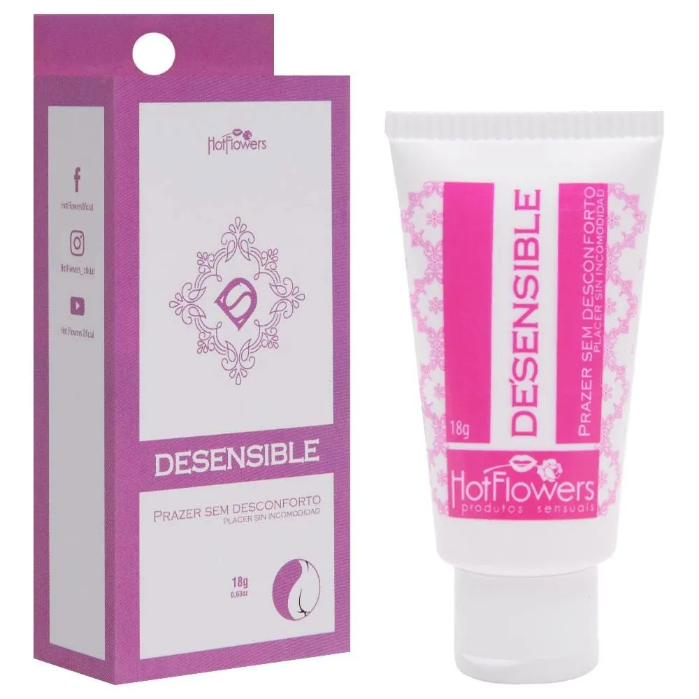 Desensible gel facilitador anal 18g da Hot Flowers para conforto e lubrificação.